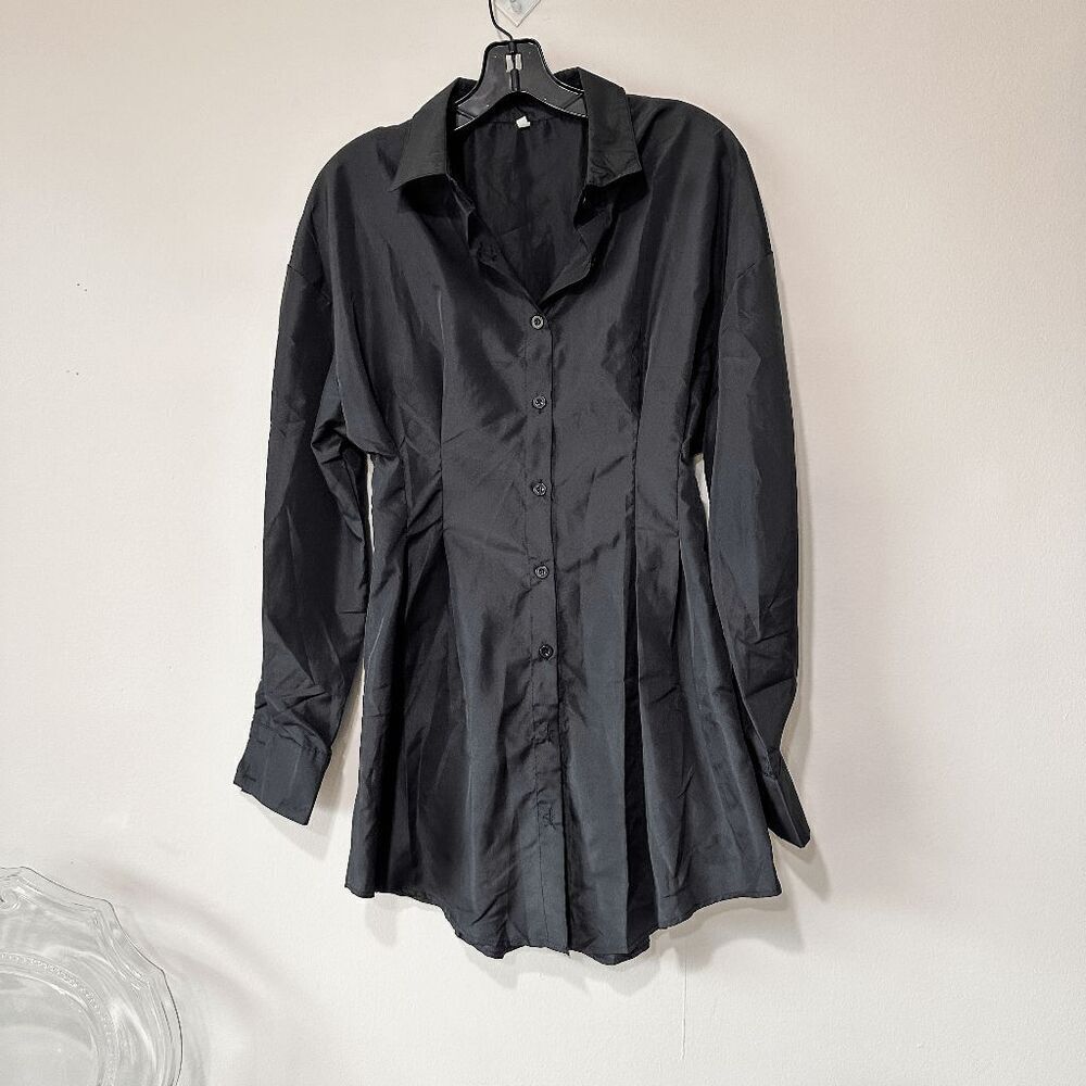 Brand New Black Pleated Corset Style Shirt Dress Size S - Picture 6 of 10